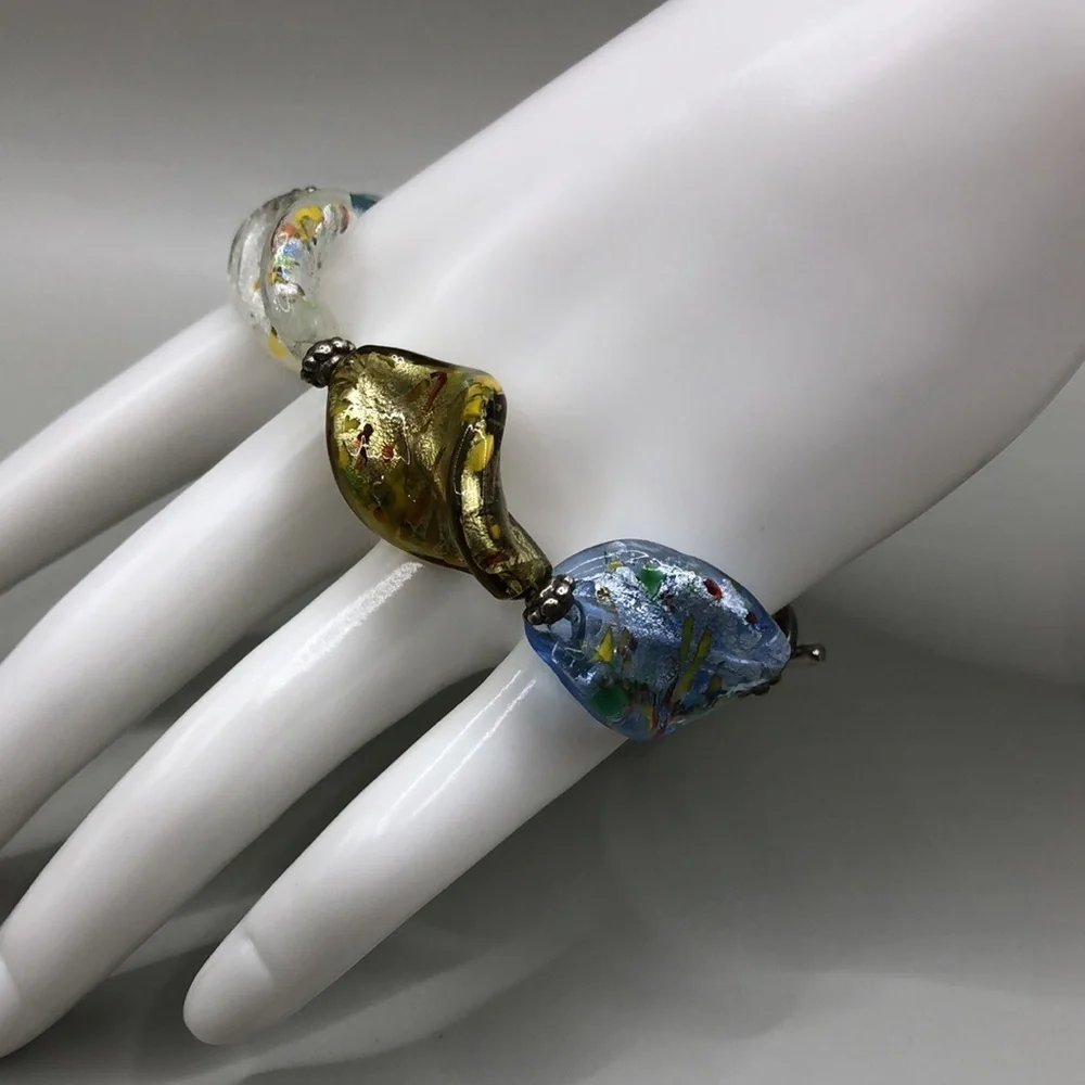 ARTISAN made curled art glass statement bracelet